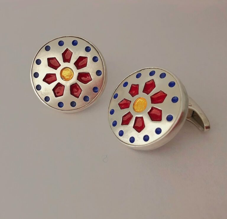 Silver Enamelled Cufflinks