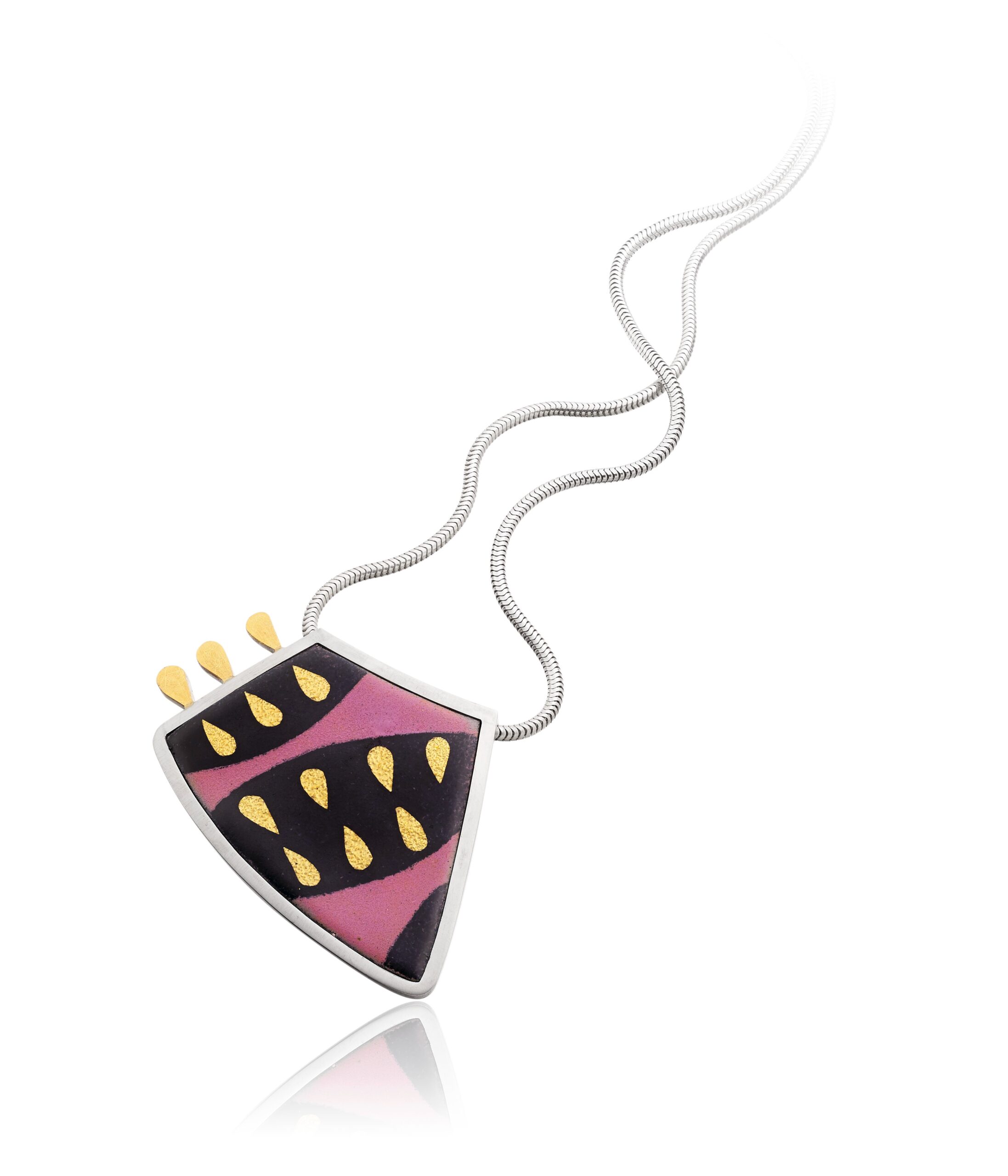 Pink silver enamel necklace