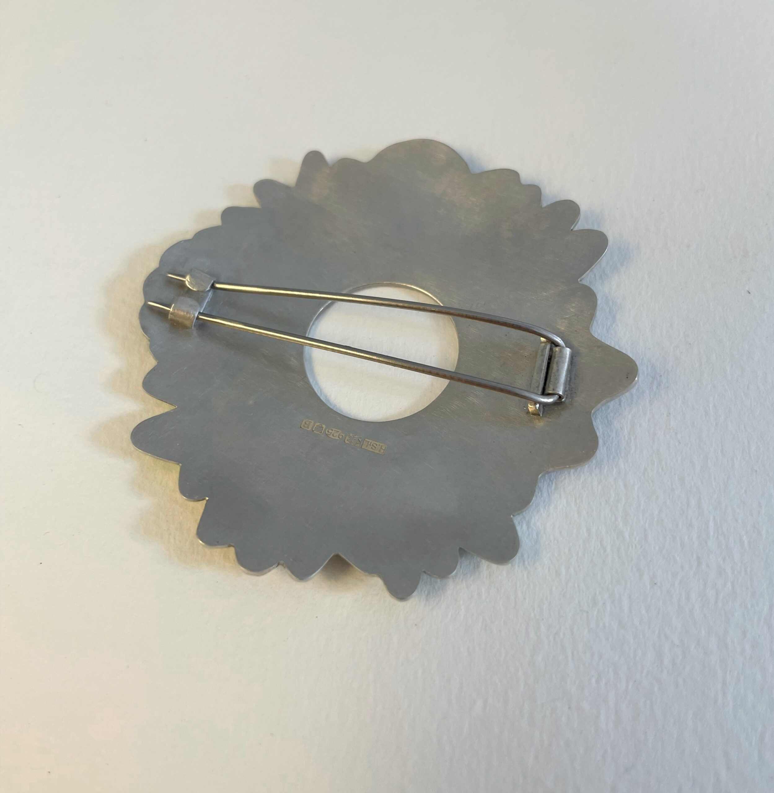 Round Enamel Strawflower Brooch - Image 3
